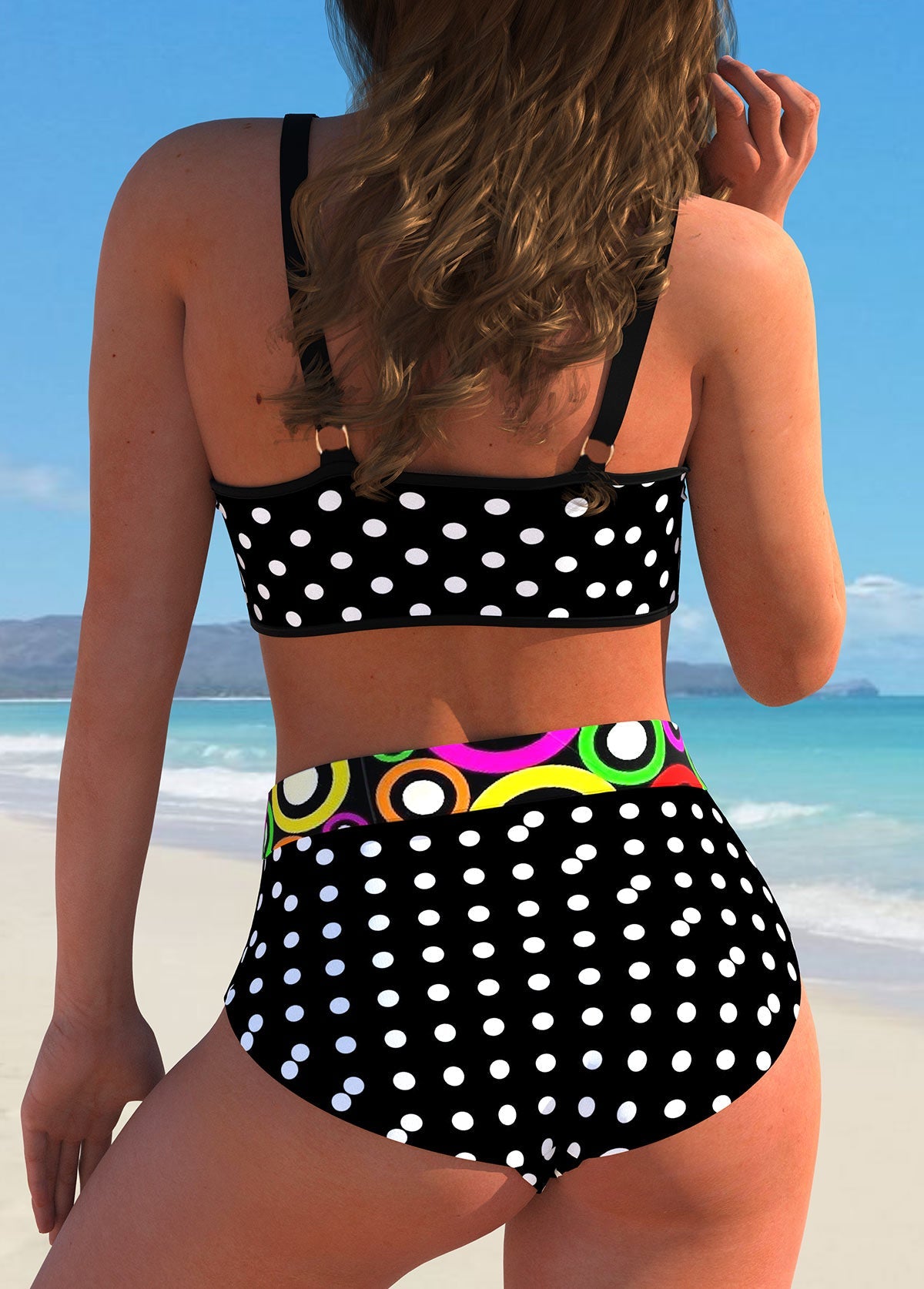 Folk Polka Dot High Waist Bikini Set