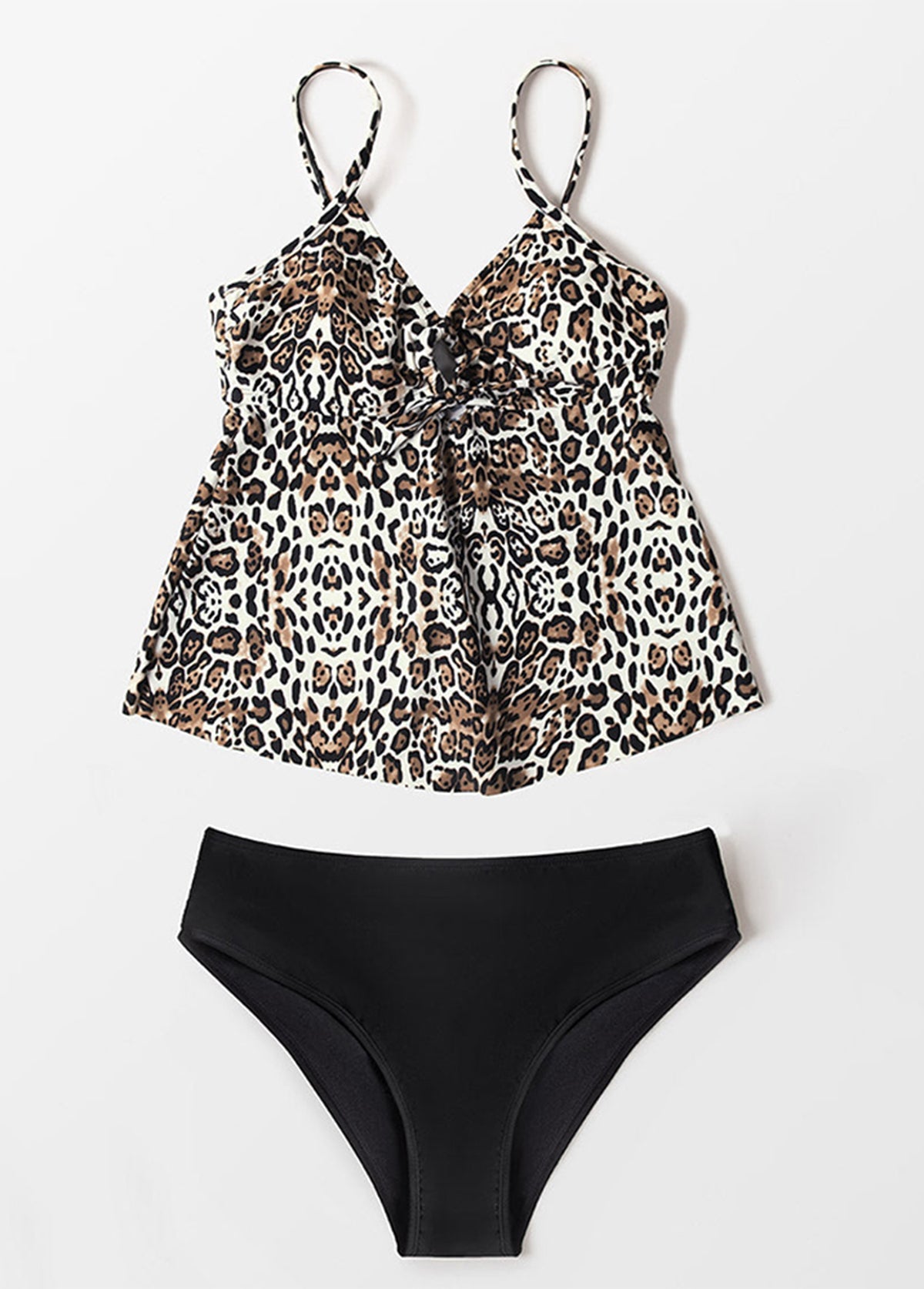 Leopard Print Hollow Out Tankini Swimwear