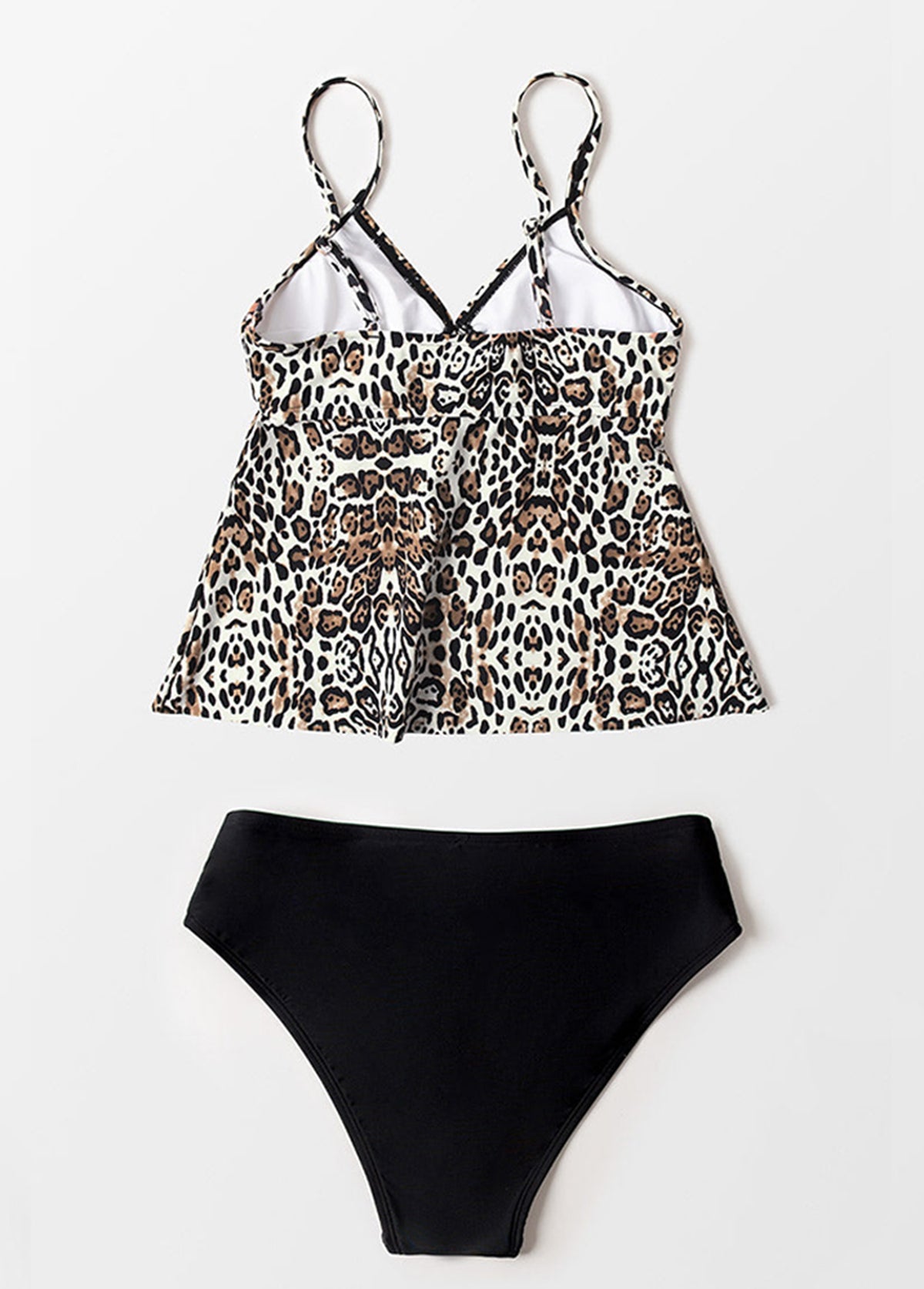 Leopard Print Hollow Out Tankini Swimwear