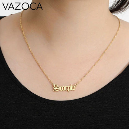 Zodiac Sign Constellations Pendant Necklace