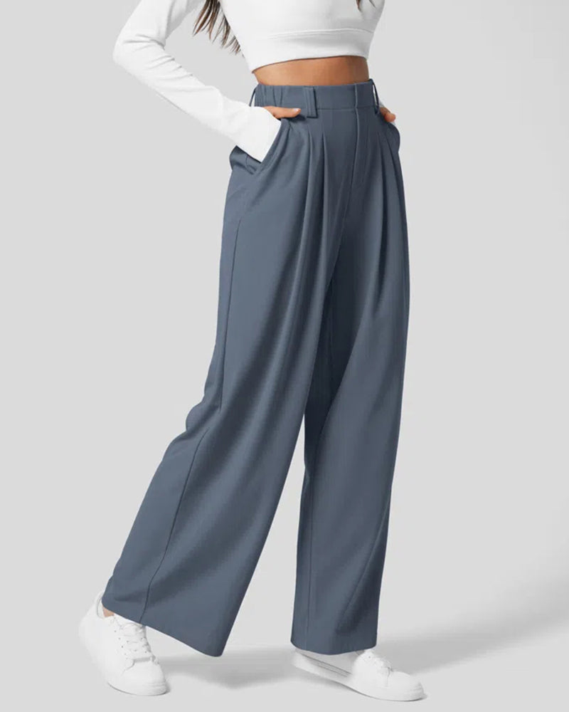 Waffle Wide Leg Casual Suit Pants（Pre-sale） Grey