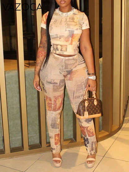 Printed Tee & Pants Set