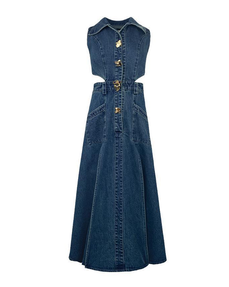 Fashionable Hollow Denim Dress