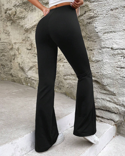 V-Waist Slim Micro Flared Trousers