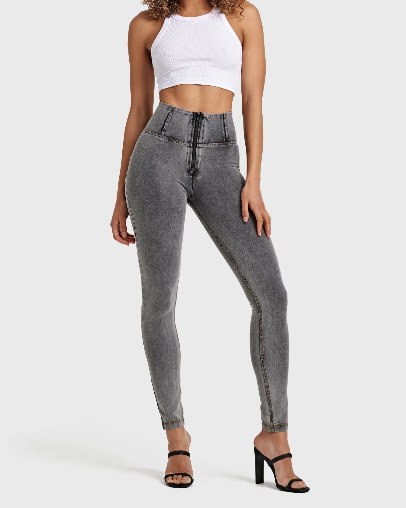 Push-Up High Waist Super Skinny Jeans Women Grey