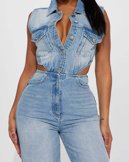 Figurbetonte Jeans-Overalls