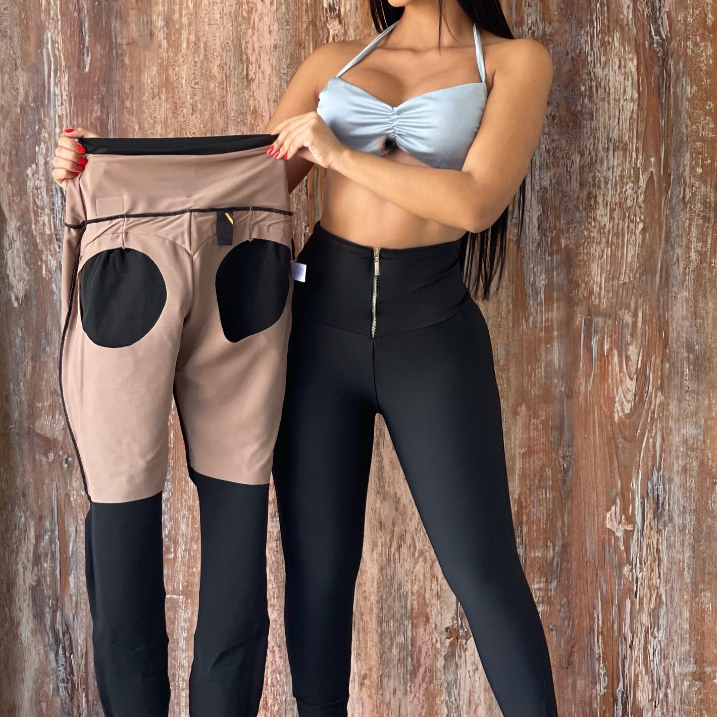 Tummy Control Zipper Butt Lift Leggings Black