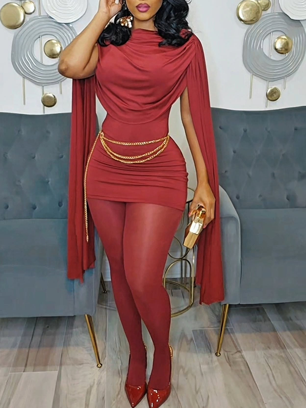 Cowl-Neck Draped Dress