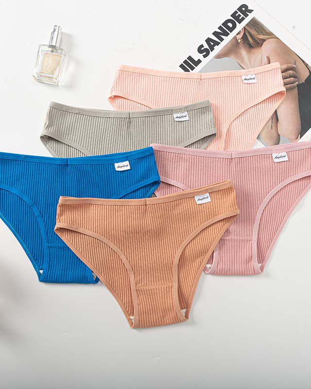 Mid-Waist High-Elastic Butt-Lifting Ribbed Underwear Women