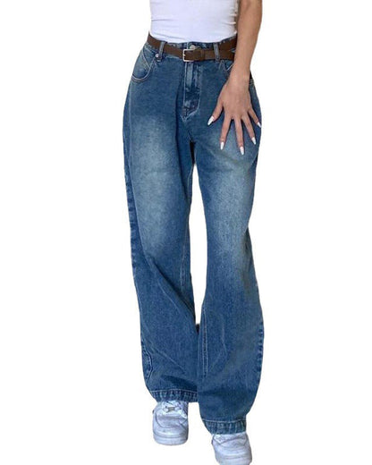 Distressed Retro Loose Floor-Length Jeans