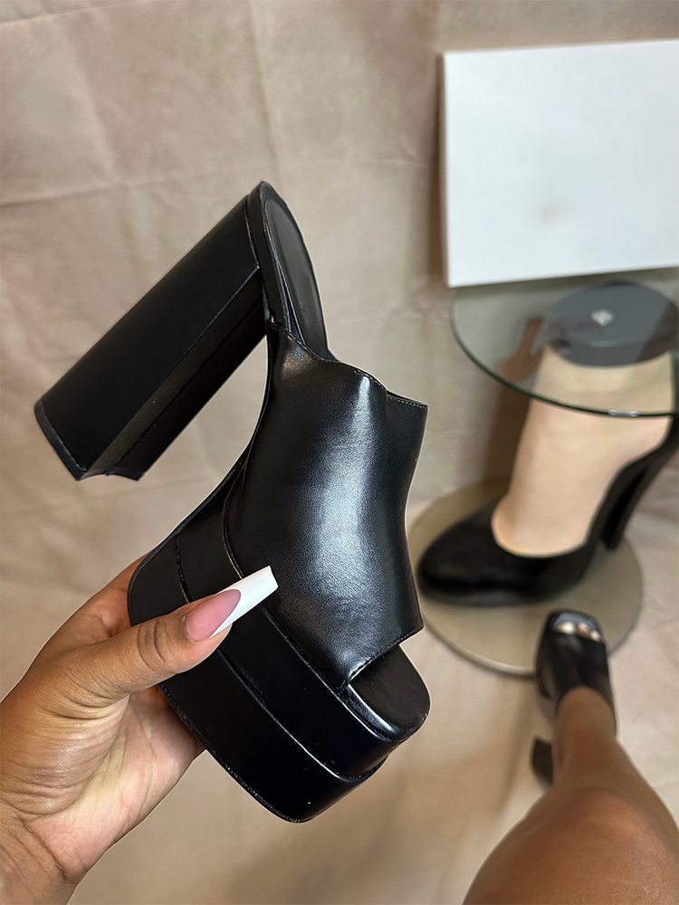 Platform Chunky Heeled Mules