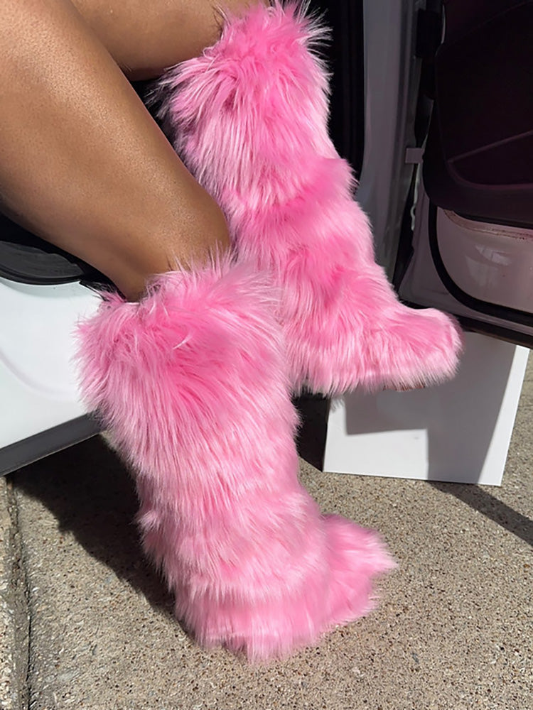 Fluffy Statement Faux Fur Boots