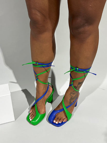Open Toe Lace-Up Sandals