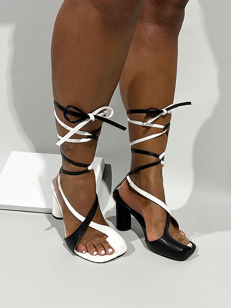 Open Toe Lace-Up Sandals
