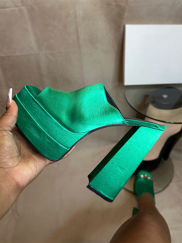 Platform Chunky Heeled Mules