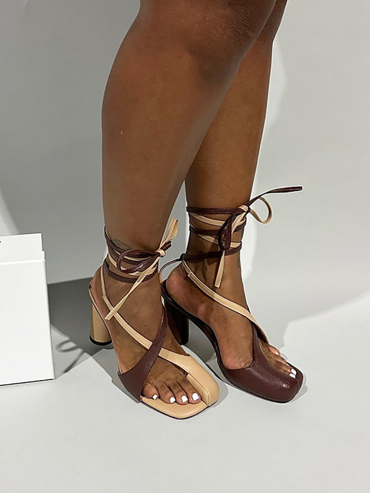 Open Toe Lace-Up Sandals