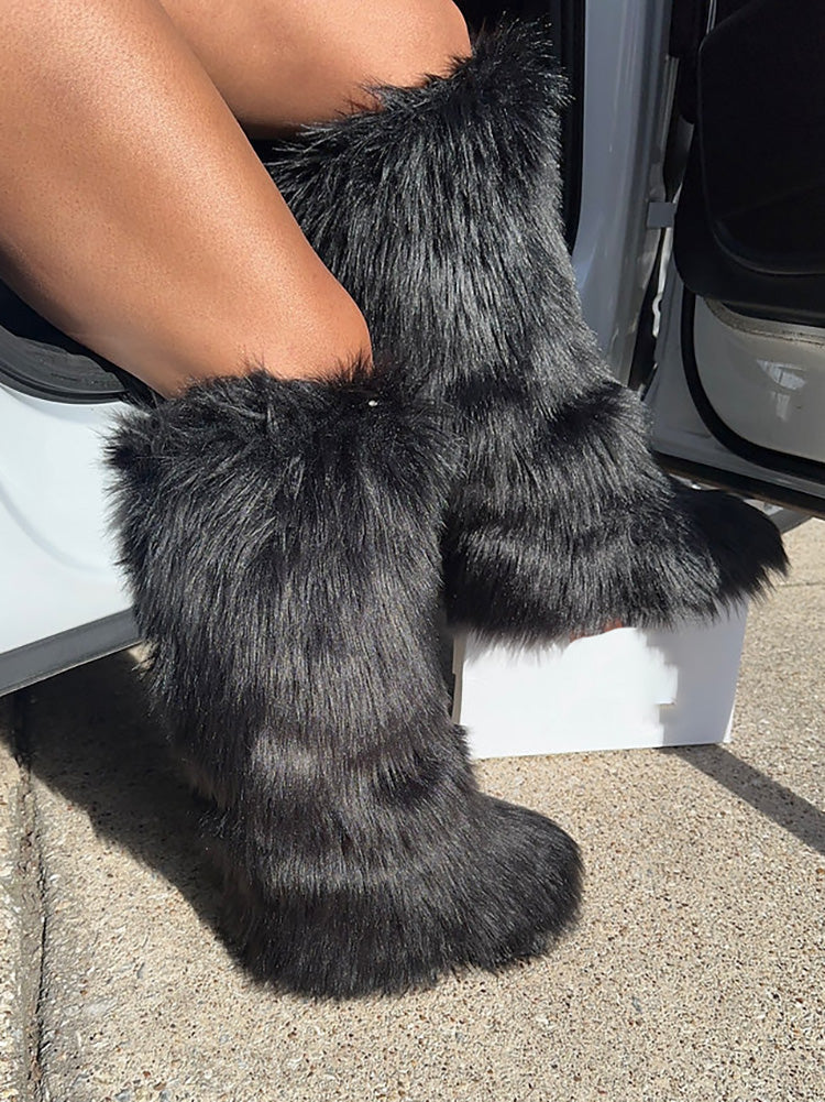 Fluffy Statement Faux Fur Boots