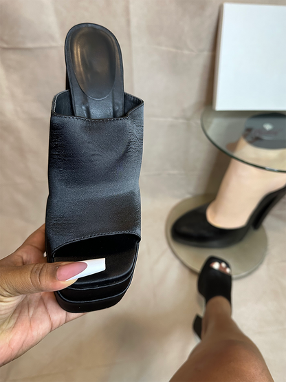 Platform Chunky Heeled Mules