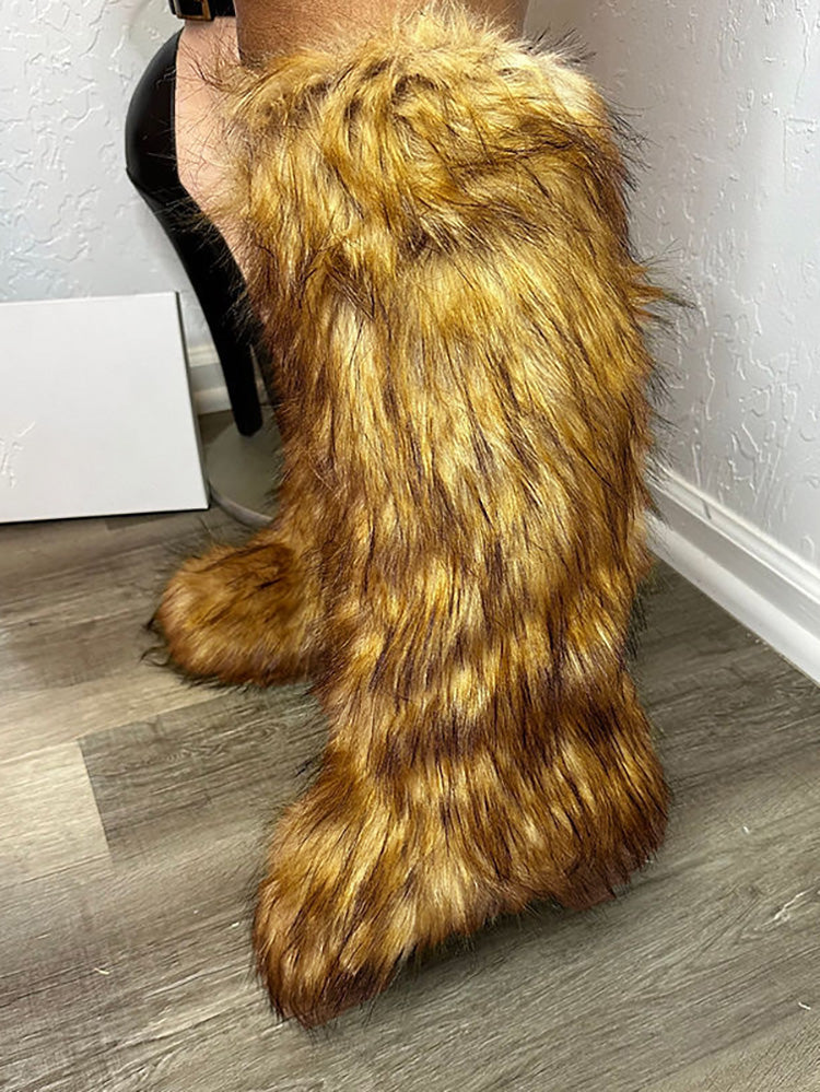 Fluffy Statement Faux Fur Boots