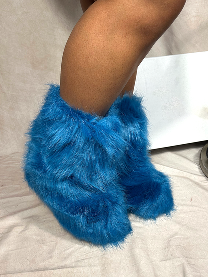 Fluffy Faux Fur Mid-Calf Booties