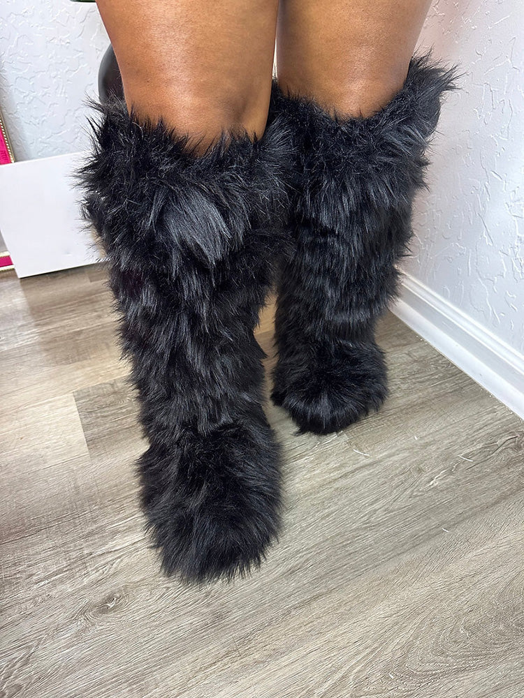 Fluffy Statement Faux Fur Boots