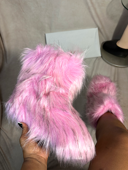 Fluffy Faux Fur Mid-Calf Booties