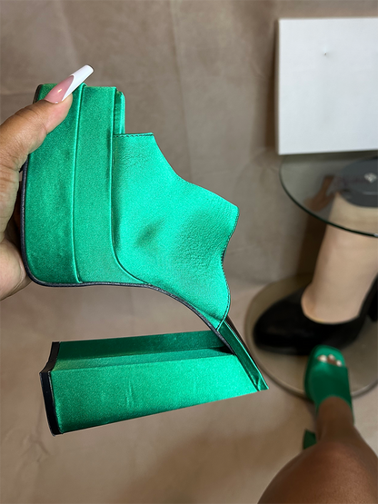 Platform Chunky Heeled Mules