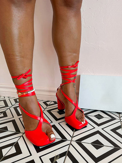 Open Toe Lace-Up Sandals