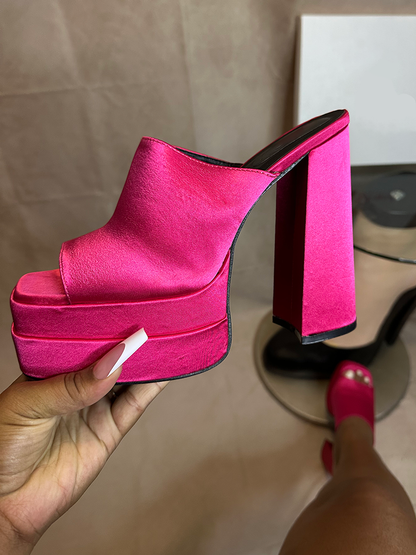 Platform Chunky Heeled Mules