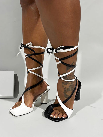 Open Toe Lace-Up Sandals