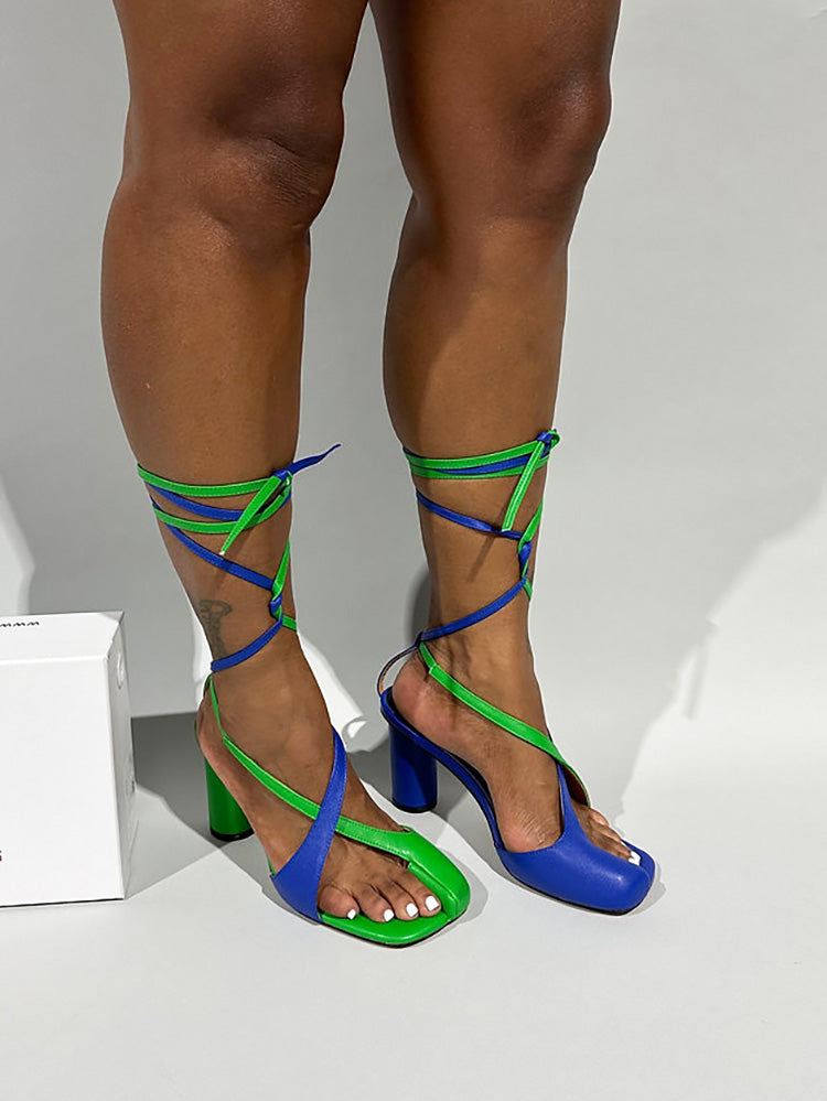 Open Toe Lace-Up Sandals