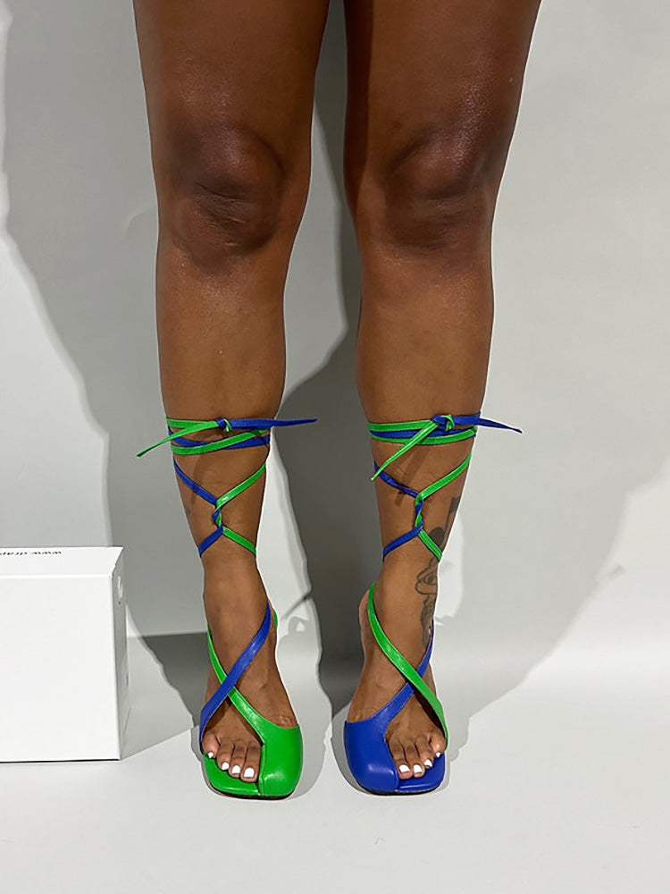 Open Toe Lace-Up Sandals