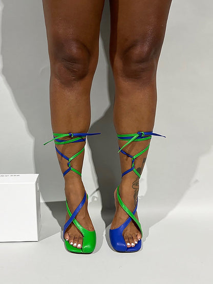 Open Toe Lace-Up Sandals