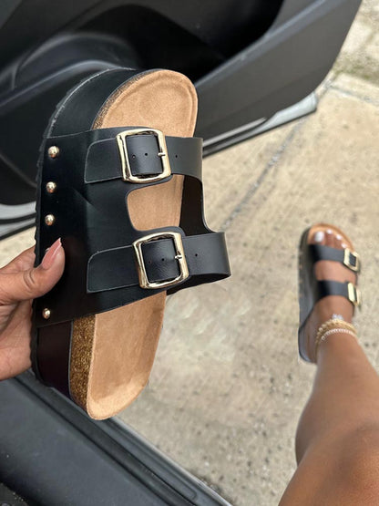 Double Buckle Strap Platform Sandals