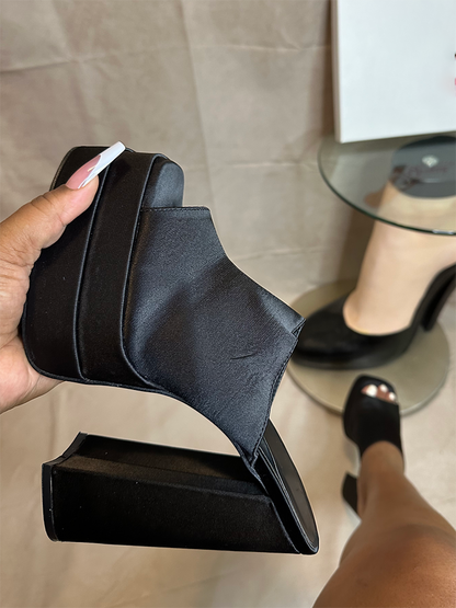 Platform Chunky Heeled Mules