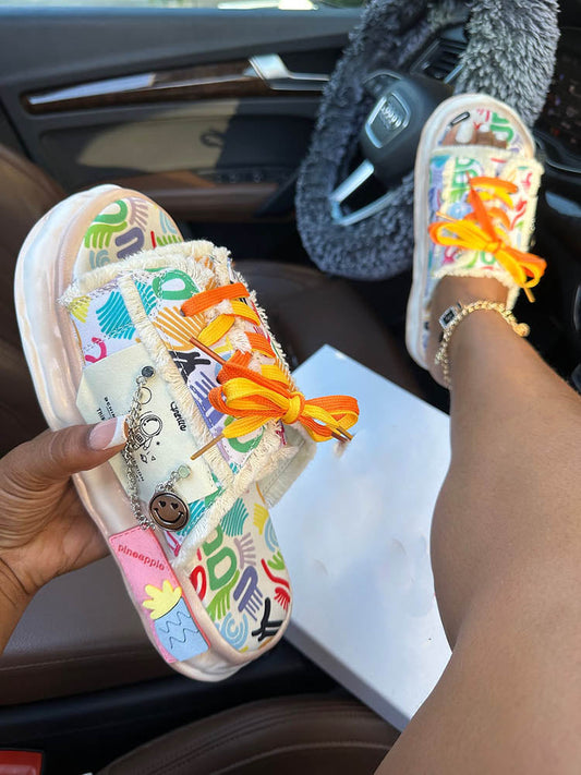 Graffiti Lace-Up Sandals