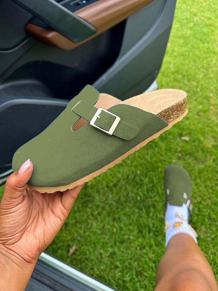 Suede Slip-On Sandals