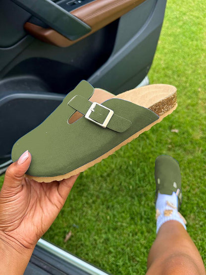 Suede Slip-On Sandals