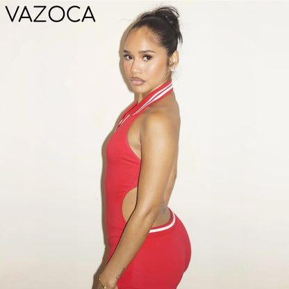 Sporty Halter Backless Playsuit
