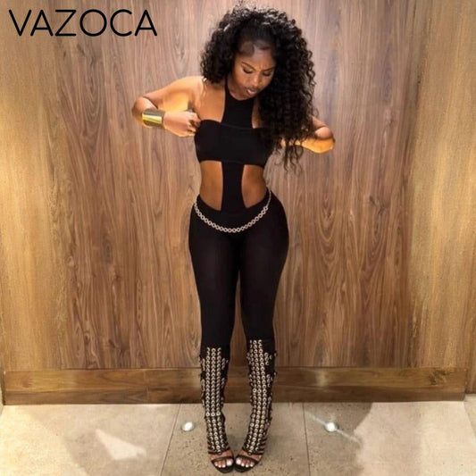 Layered Halter Strapless Jumpsuit Set