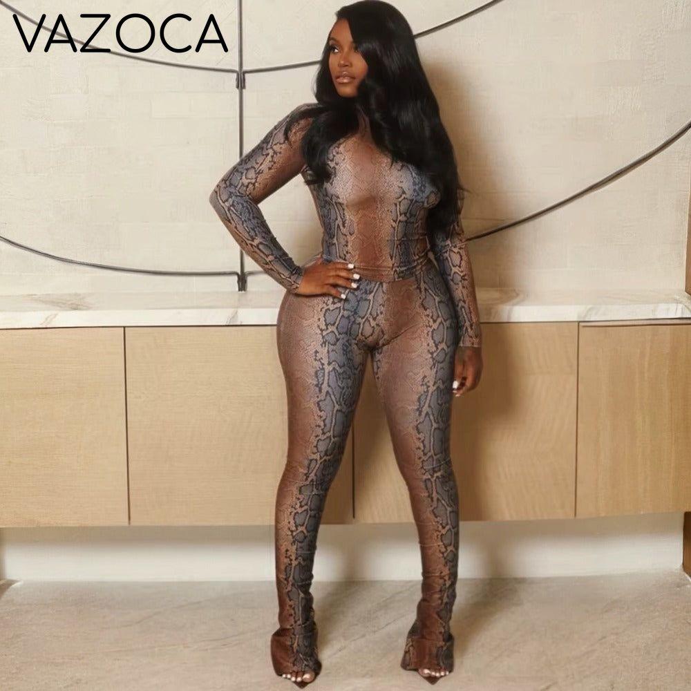 Mocha Snake Bodycon Set