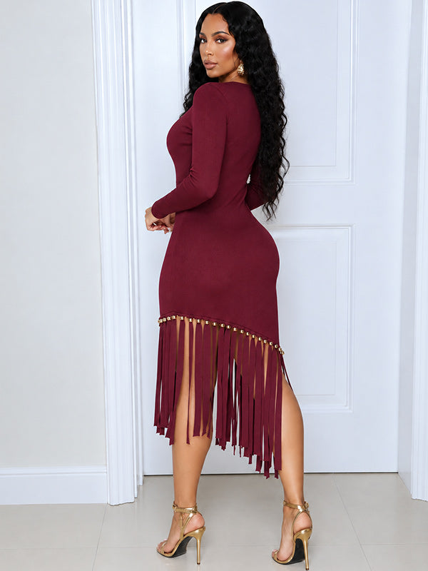 Fringe Combo Bodycon Dress