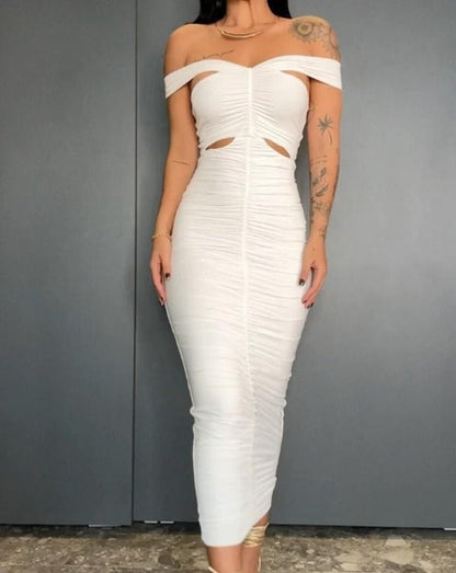 Drop Shoulder Strap Waist Hollow Bodycon Dress (Pre-sale)