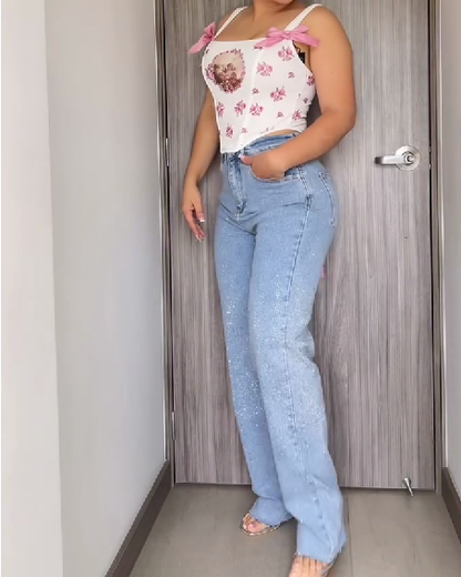 Sparkling Diamond Loose Jeans (Pre-Sale)