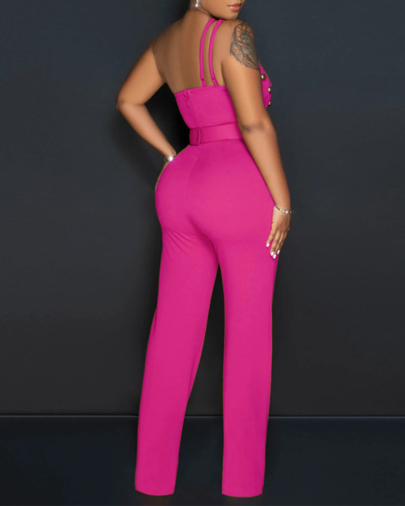 Single-Shouldered Wide-Legged Jumpsuits