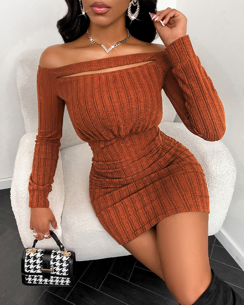 Autumn Winter Hollow-Out Sexy Long-Sleeved Dress