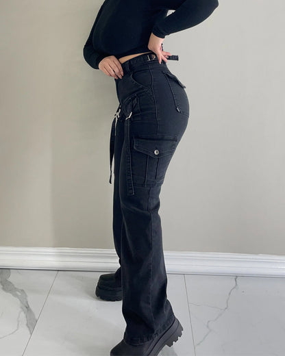 High Waisted Micro Elastic Work Jeans