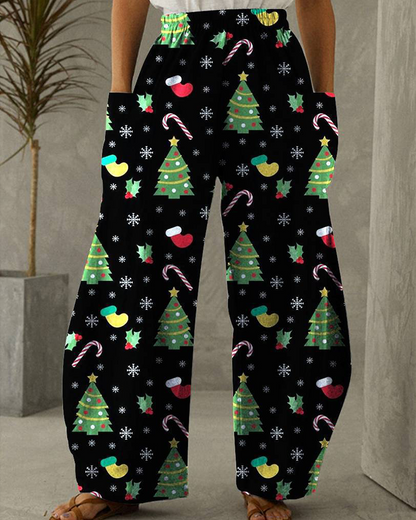 Christmas Printed Casual Trousers