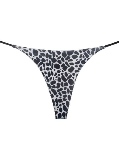 Female Leopard Print T-back Thong Gray