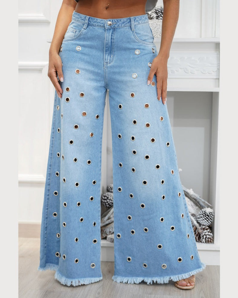 Loose Palazzo Eyelets-Jeans